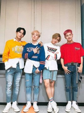 Casual picture of A.C.E (without Chan) after performing Take Me Higher